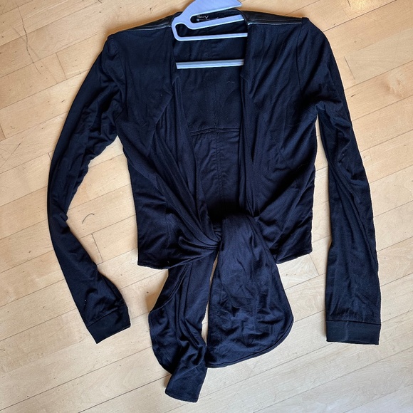 SKY black leather combo tie front cardigan, XS, N - Picture 4 of 5